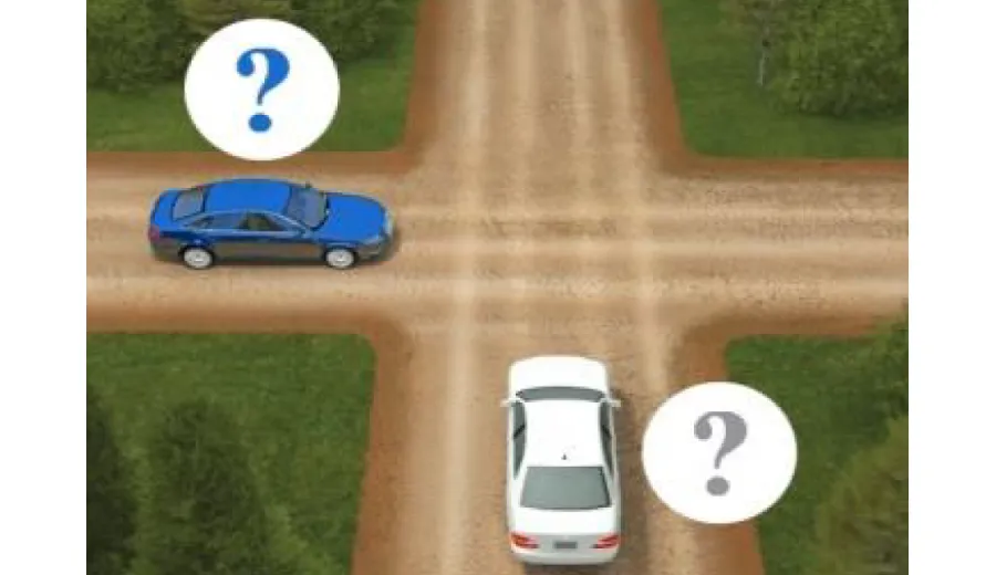 How will the vehicles pass each other on a forest road?