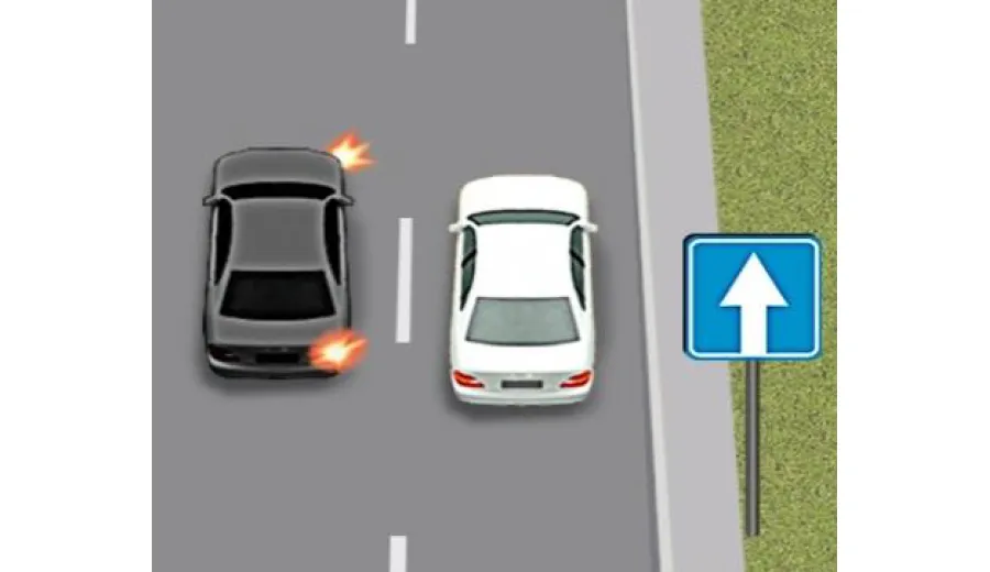 You are the driver of the grey car and have decided to change lanes to the right. What are your actions?