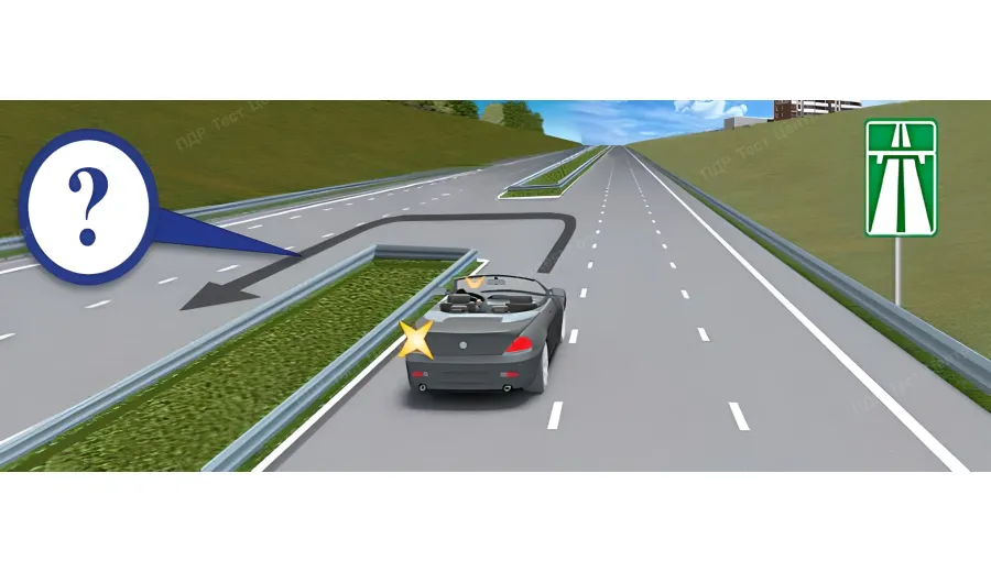 Is it permitted for this vehicle to make a U-turn in the median opening?