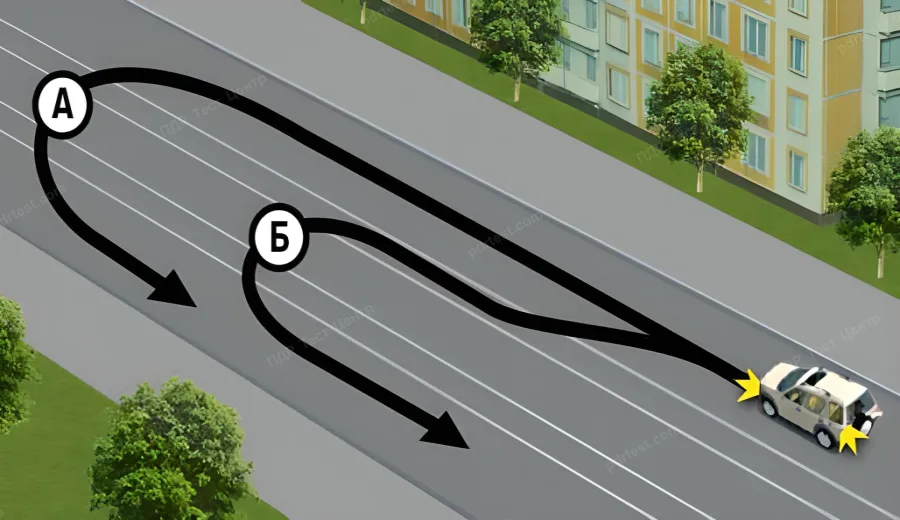 You are allowed to make a U-turn along trajectory B because: