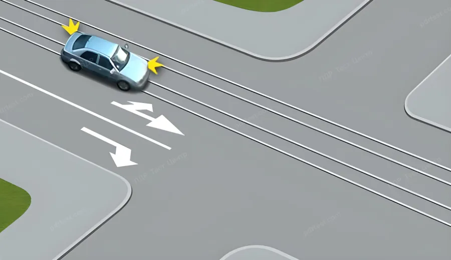 Is the driver allowed in this situation to make a left turn from the tram track of the same direction?