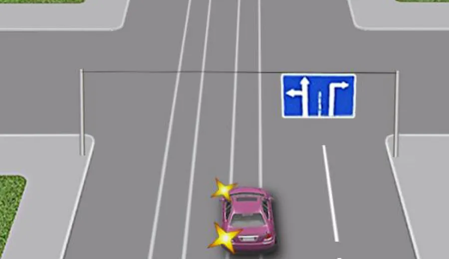 Does the driver have the right in this situation to make a left turn from the tramway track of the same direction?