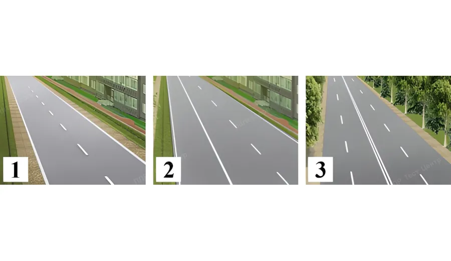 On which of the illustrations is the road shown where it is permitted to drive onto the side of the road designated for oncoming traffic?
