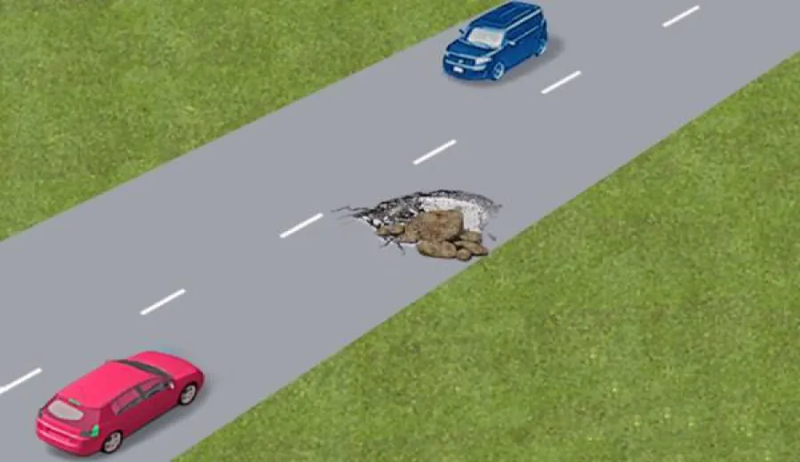 Водій якого автомобіля має перевагу на цій ділянці дороги?