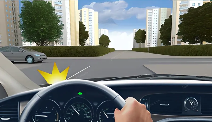 When driving through this intersection, you must: