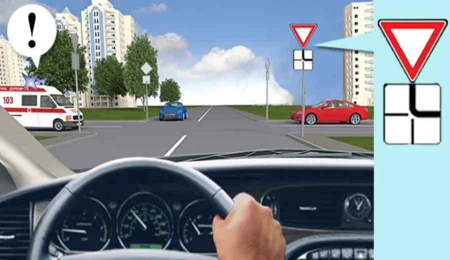 When driving through this intersection, you must: