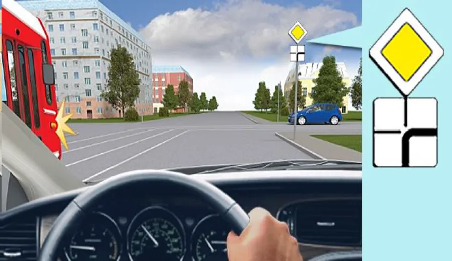 When driving through this intersection, you must: