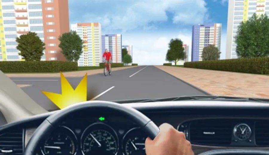 When turning left in this situation, you must: