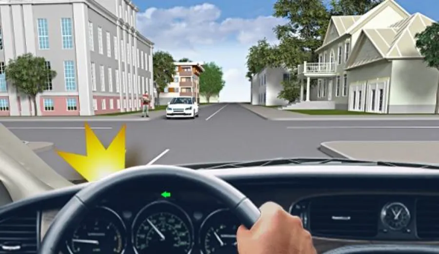 When driving through this intersection, you must: