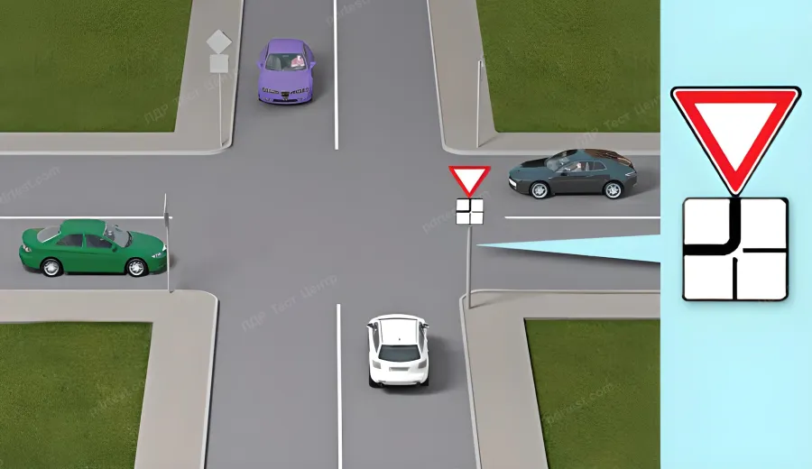 What is the order of passage of vehicles at this intersection:
