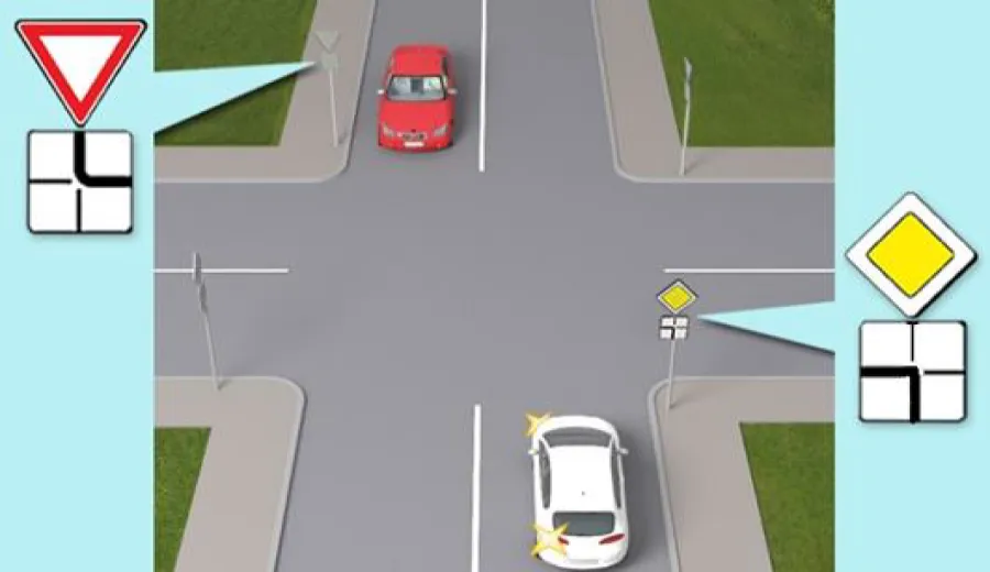 Which vehicle will pass this intersection second?