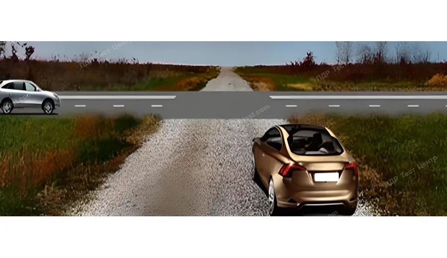 At this intersection, the driver of the brown car must:
