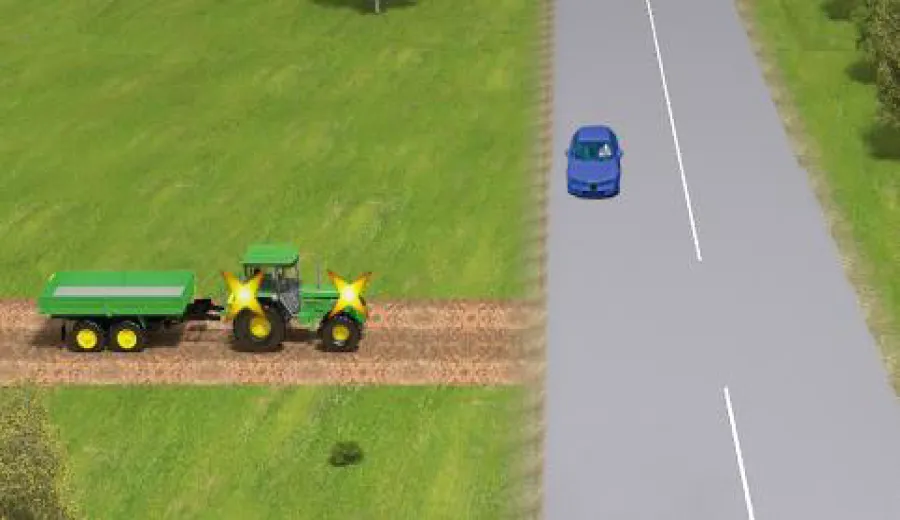 How should the driver of the blue car act in this situation?
