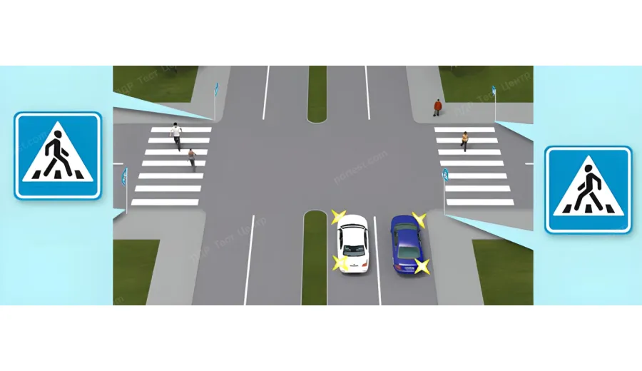Which of the drivers must give way to pedestrians?