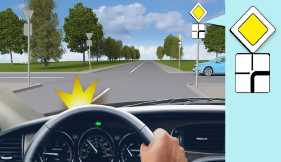 When driving through this intersection, you must:
