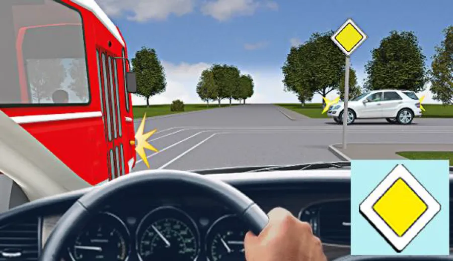 When driving through this intersection, you must: