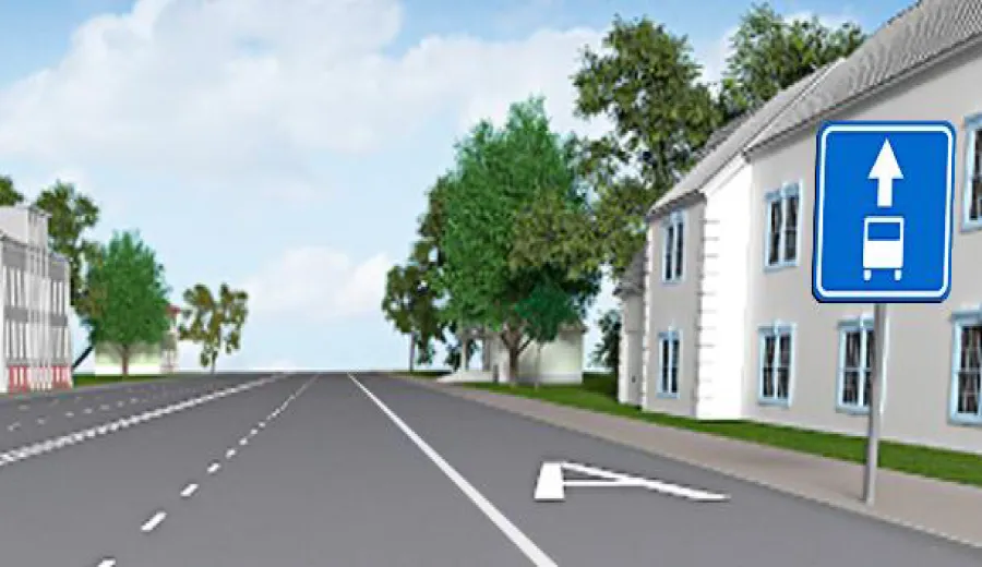 Is a cyclist allowed to ride in a lane for route vehicles designated by the specified road sign?